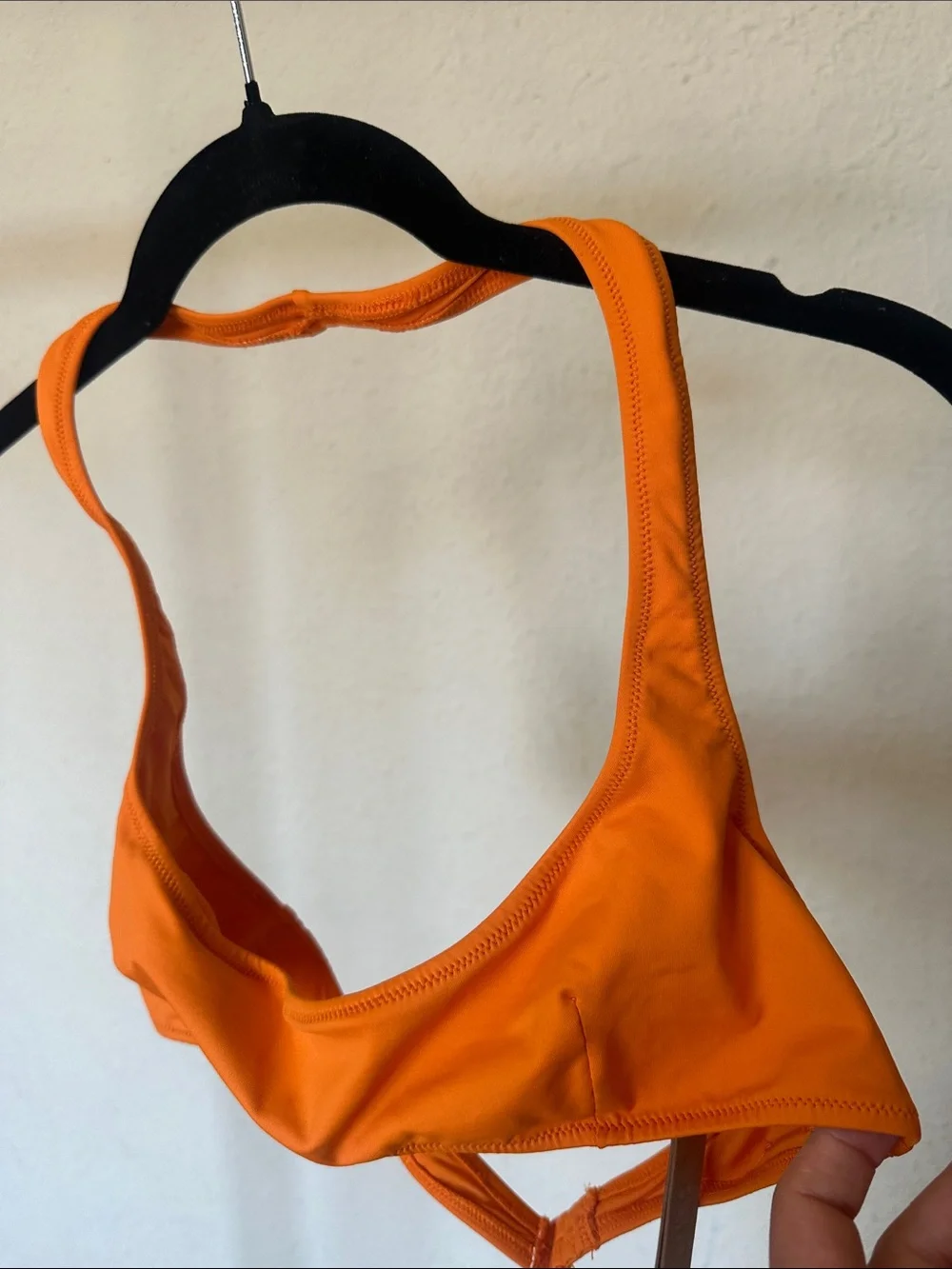 SKIMS SIGNATURE SWIM HALTER SCOOP BIKINI TOP IN TANGERINE Size M